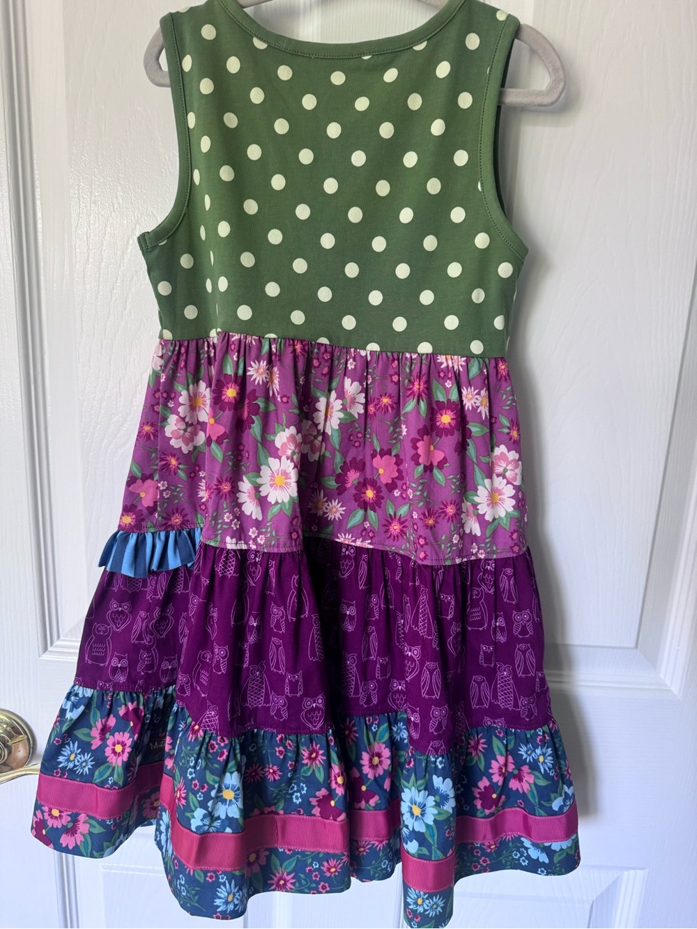 Matilda Jane Green Polka Dot & Floral Tiered Dress with Purple Accents - Picture 4 of 4